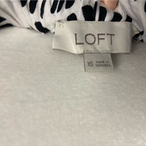 LOFT Firework Tiered Square Neck Midi Dress Size XS Black White Linen Sundress - Picture 12 of 12